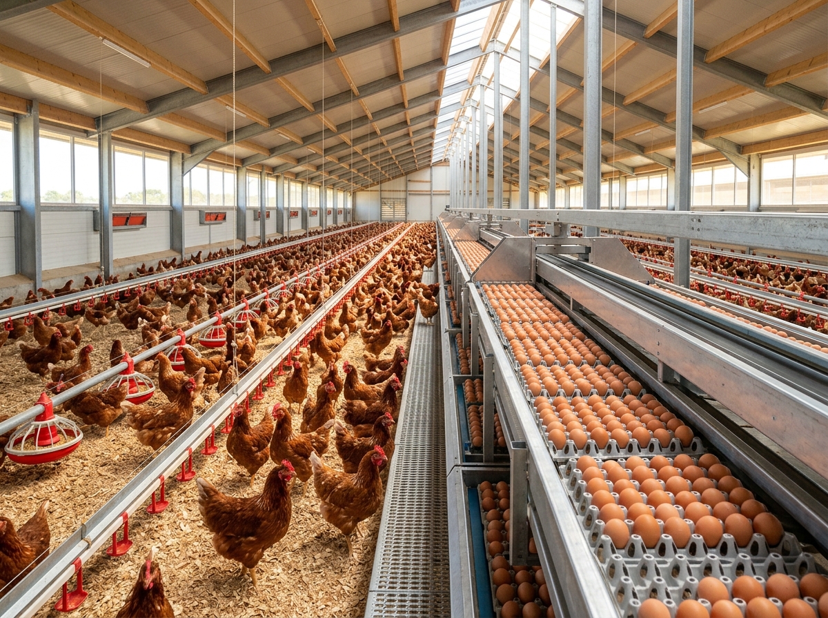 Commercial Layer Poultry Barn and Egg Trays